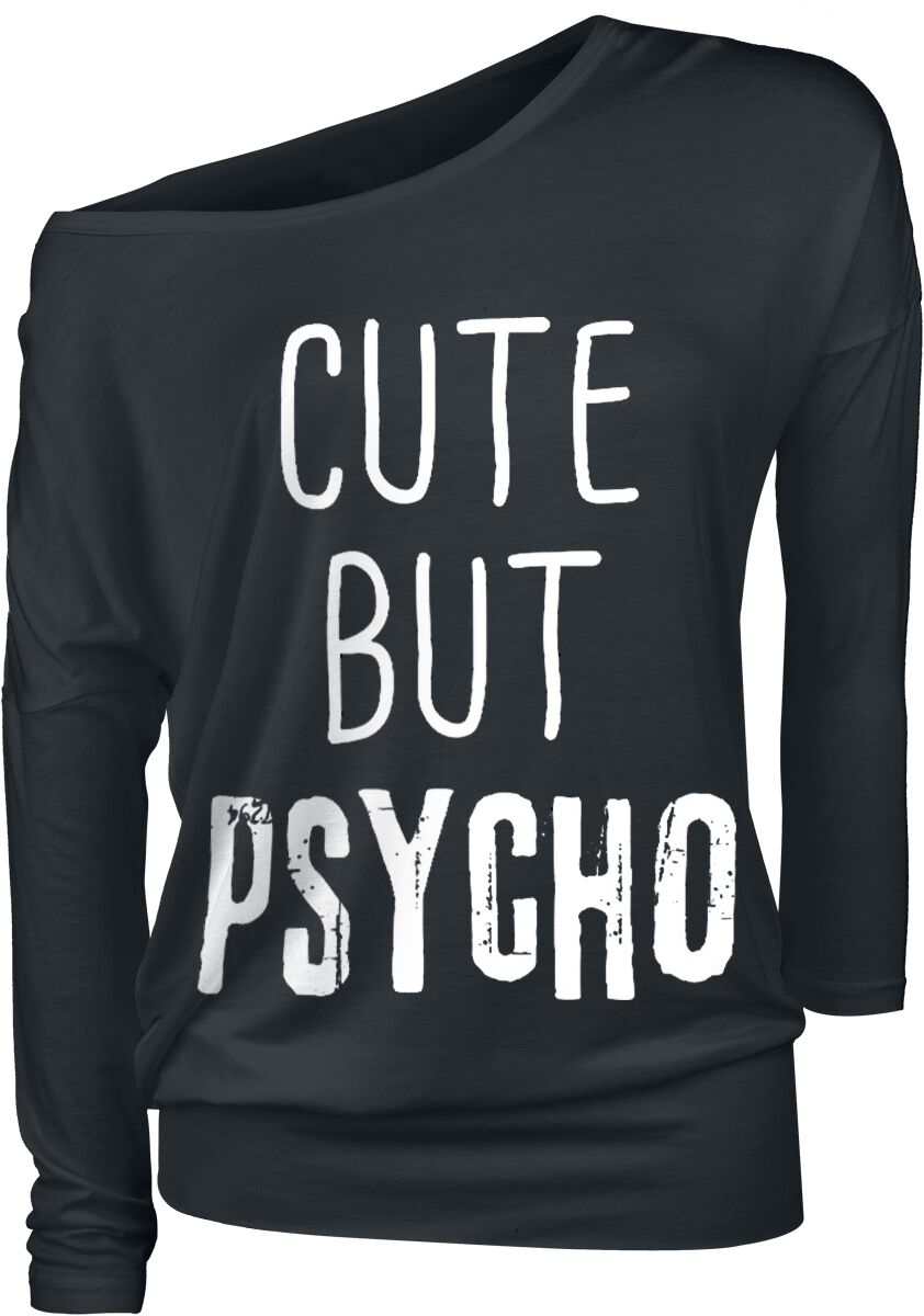 T-shirt manches longues Fun de Cute But Psycho - - XS à XL - pour Femme - noir