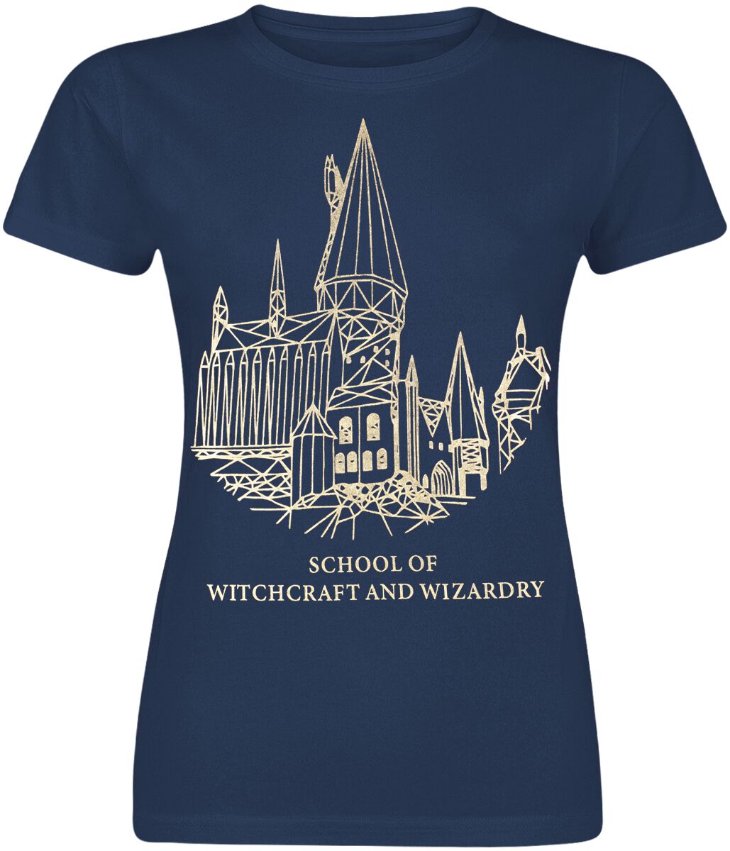 Harry Potter T-Shirt - Hogwarts Castle - S bis XL - für Damen - Größe M - blau  - Lizenzierter Fanartikel