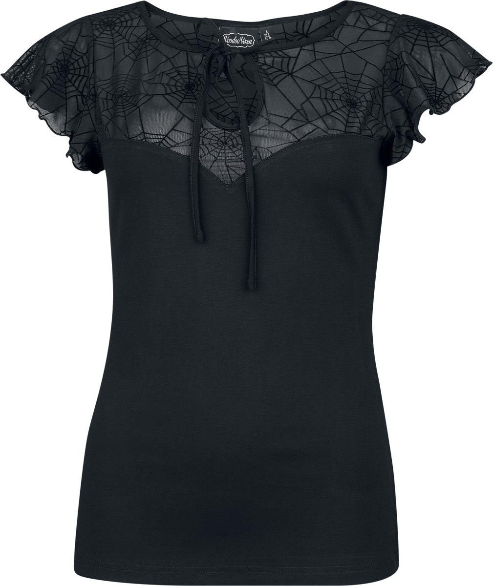 Koszulka Voodoo Vixen - T-shirt Spider Web Lace Top - Kobiety - czarny