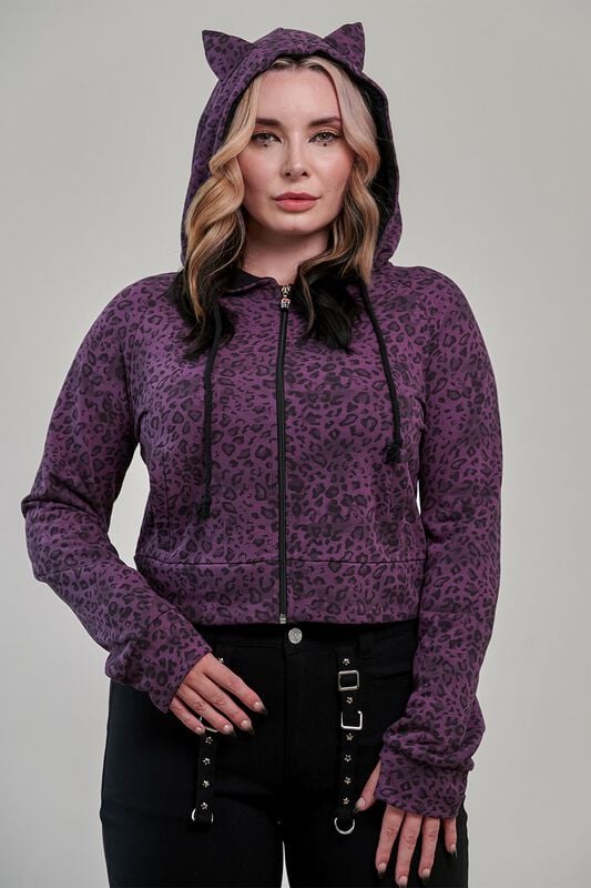 🏷️ Sweat-shirt zippé à capuche Rockabilly de Banned Alternative - Vampire Kitty - Sweat à Capuche - pour Femme