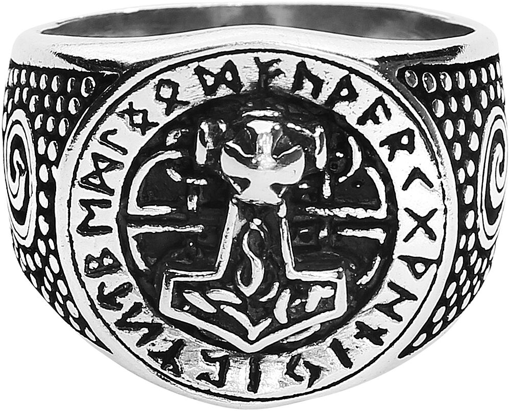 etNox magic and mystic Silver Thor's Hammer Ring multicolor