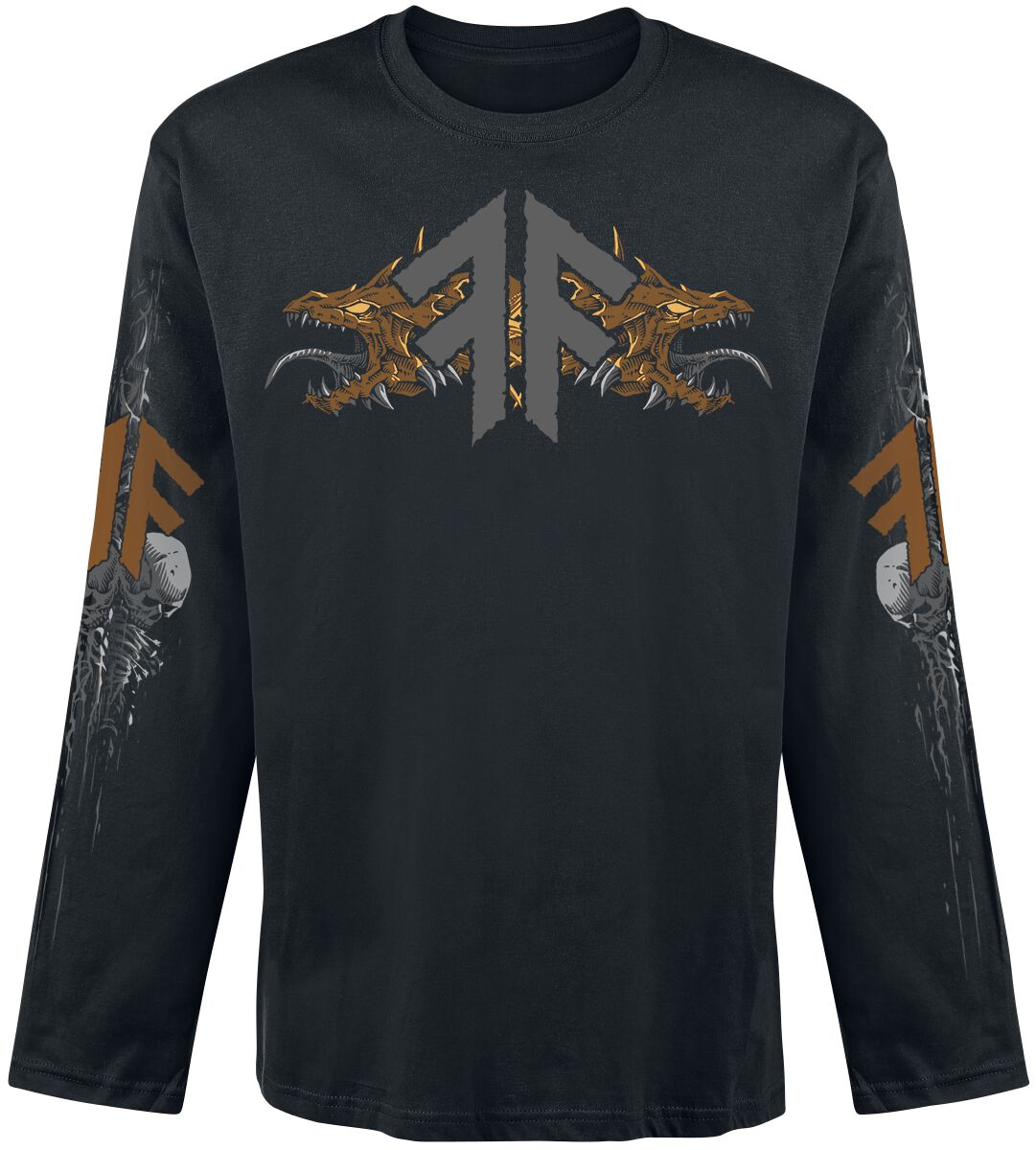 Amon Amarth Langarmshirt - Fafner`s Gold - S - für Männer - Größe S - schwarz  - Lizenziertes Merchandise!