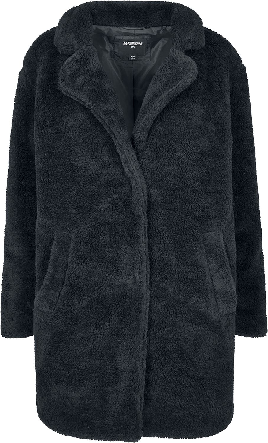 Ladies Oversized Sherpa Coat Kurzmantel schwarz von Urban Classics
