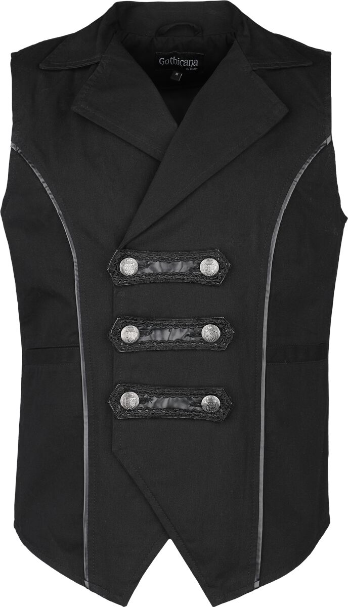 Gothicana by EMP Vest with Faux Leather Straps Weste schwarz in XXL