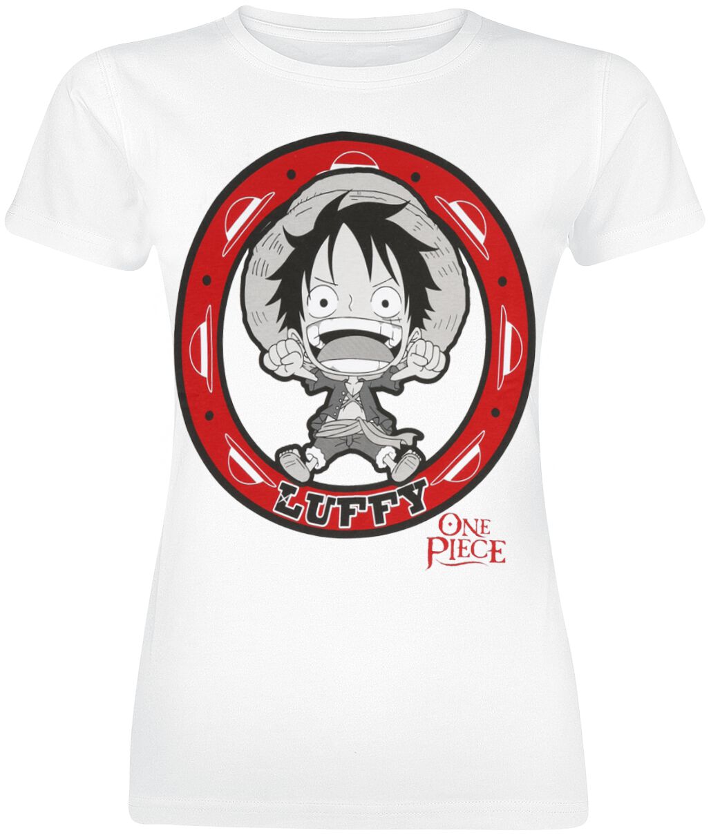 One Piece Scared Luffy T-Shirt weiß in XL