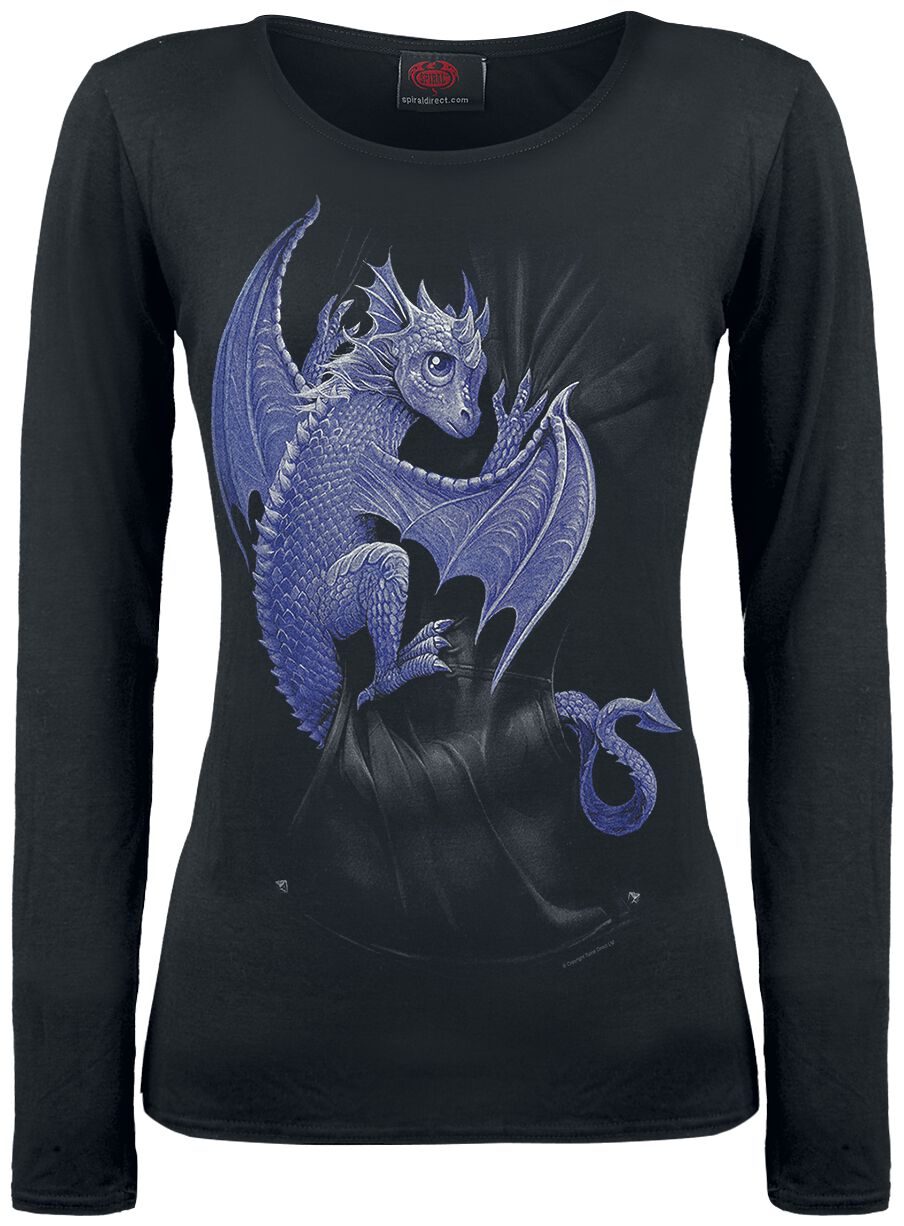 Levně Spiral Pocket Dragon Dámské tričko s dlouhými rukávy černá