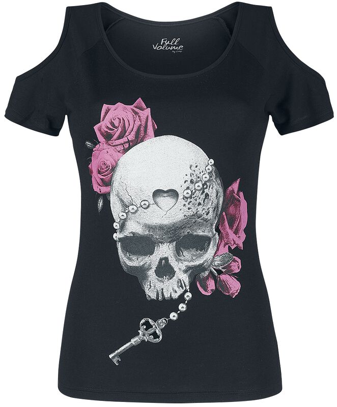 T-Shirt mit Rosen und Skull