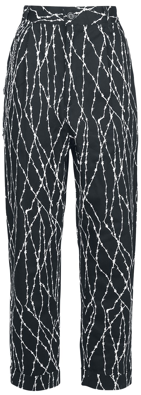 Hell Bunny Barbed Wire Trousers Cloth Trousers black white