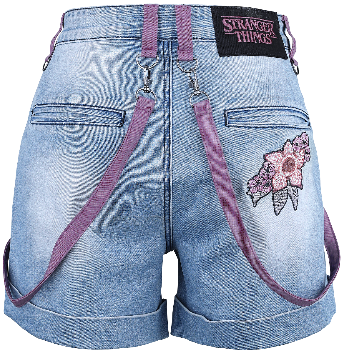 Stranger Things Hotpant - Demogorgon Flowers - 28 bis 31 - für Damen - Größe 31 - washed denim  - EMP exklusives Merchandise!