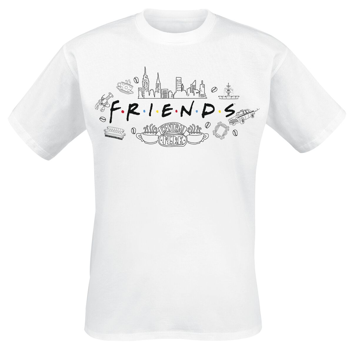 Looney Tunes T-Shirt - Warner 100 - Friends - M bis XL - für Männer - Größe L - weiß  - Lizenzierter Fanartikel