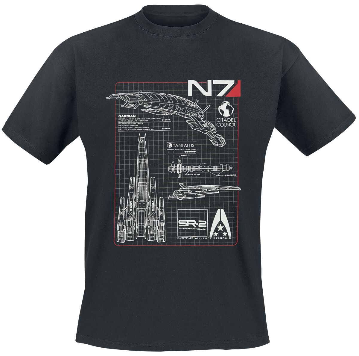 Mass Effect N7 - Normandy Blueprint T-Shirt black
