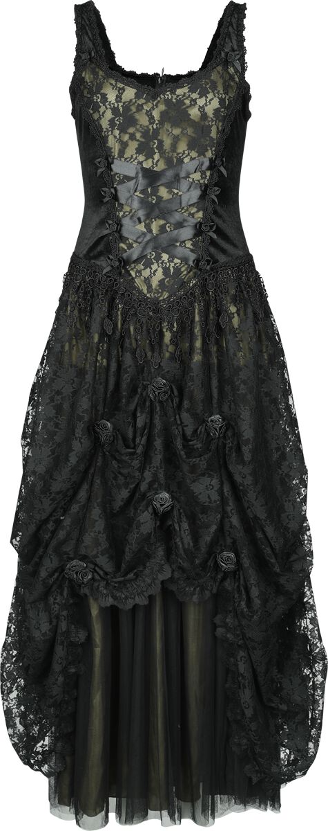 Sinister Gothic - Gothic Kleid lang - Langes Gothickleid - XS bis XXL - für Damen - Größe L - schwarz/grün