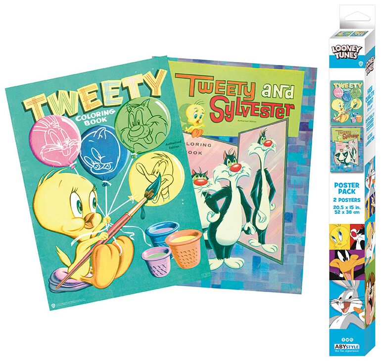 Looney Tunes Tweety and Sylvester - Set of 2 posters in Chibi design Poster multicolor