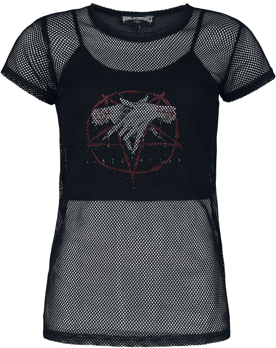 Top Gothic de Black Blood by Gothicana - Double-Layer mit Print und Netz T-Shirt - XS à XXL - pour F