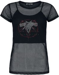 Double-Layer mit Print und Netz T-Shirt, Black Blood by Gothicana, Top