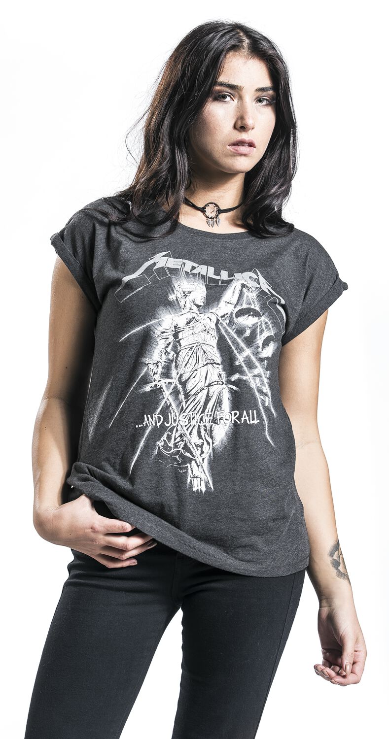 T-shirt Metallica Raining Light - Coupe Femme, 60% Coton 40% Polyester, Gris