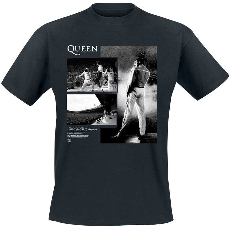 Queen T-Shirt - Queen We Are The Champion Concert Photos - S bis 5XL - für Männer - Größe S - schwarz  - Lizenziertes Merchandise!