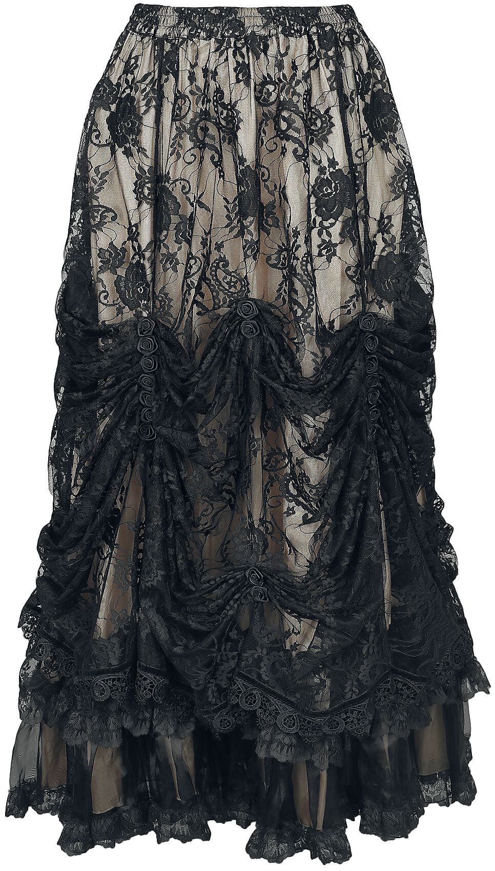 Sinister Gothic Mittelalter Langer Rock Gothic Skirt M für Damen Größe M schwarz beige  - Onlineshop EMP