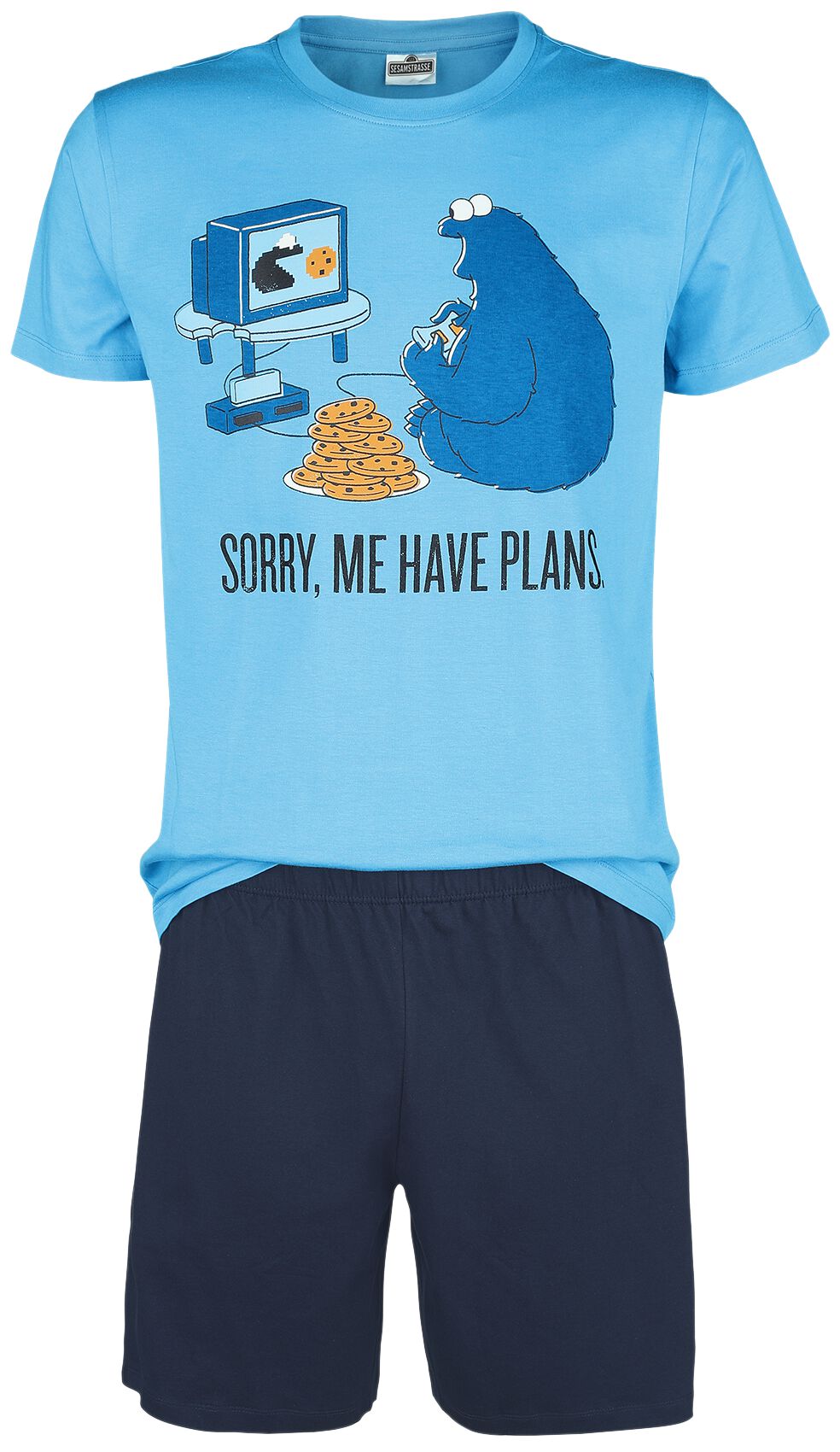 Sesamstraße Cookie Monster – Sorry, Me Have Plans Schlafanzug multicolor – 34.89% Rabatt