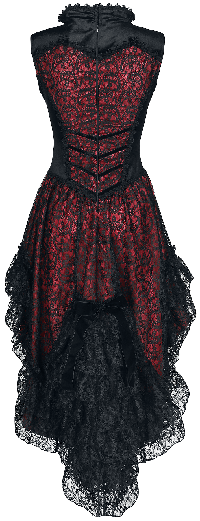 6426012222249 - Gothic Dress Mittellanges Kleid schwarz rot in 3XL 6426012222249 - Gothic Dress Mittellanges Kleid schwarz rot in 3XL