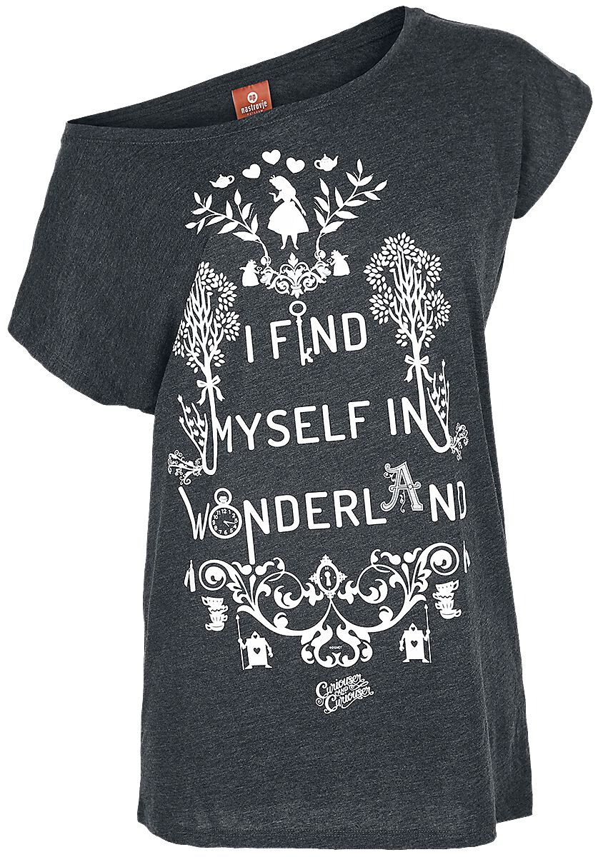 I Find Myself In Wonderland T-Shirt grau meliert von Alice im Wunderland