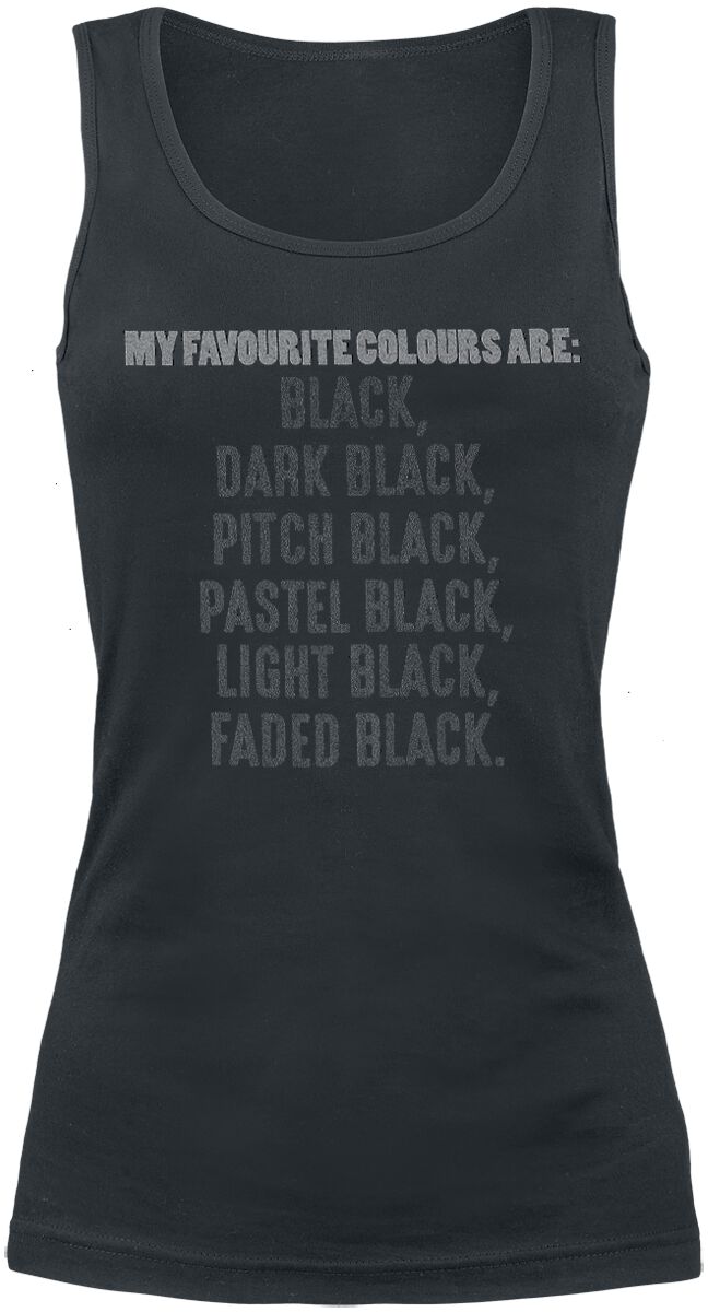 Top Fun de Slogans - My Favourite Colours - XL - pour Femme - noir