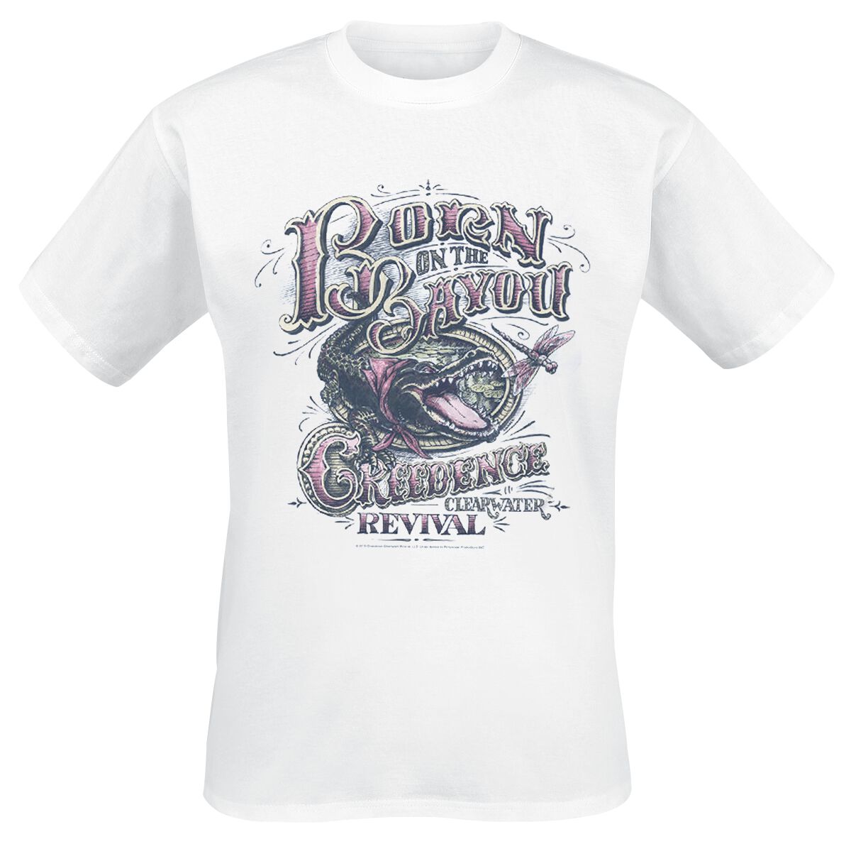 Image of Creedence Clearwater Revival (CCR) Born On The Bayou Gator T-Shirt weiß