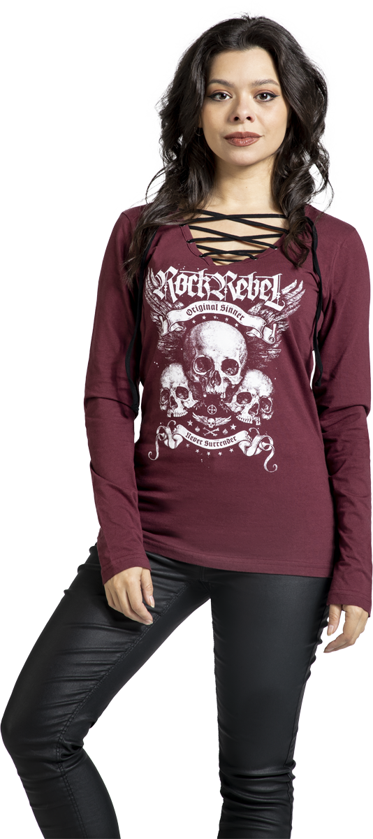 Thumbnail - Rock Rebel by EMP Stay Awake Langarmshirt dunkelrot in L