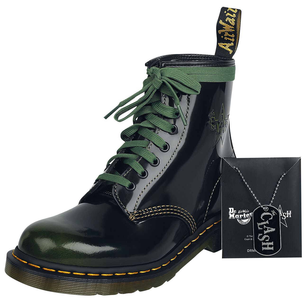 Dr. Martens 1460 THE CLASH - Black Arcadia Boot black green