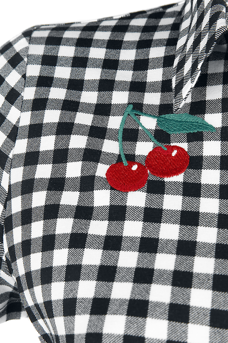 Pussy Deluxe Plaid Short Girl Blouse Bluse schwarz weiß