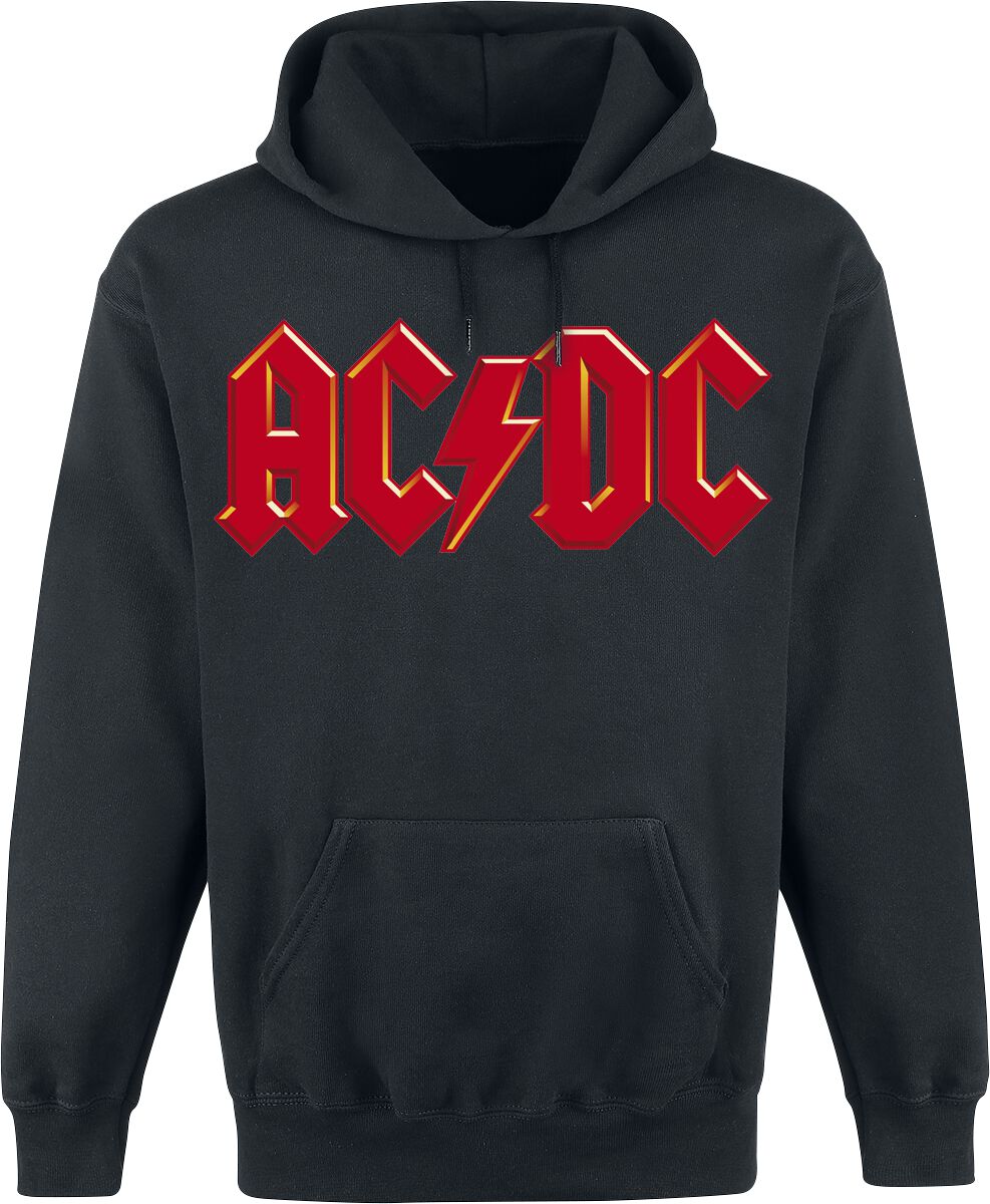 Levně AC/DC Red Logo Mikina s kapucí černá
