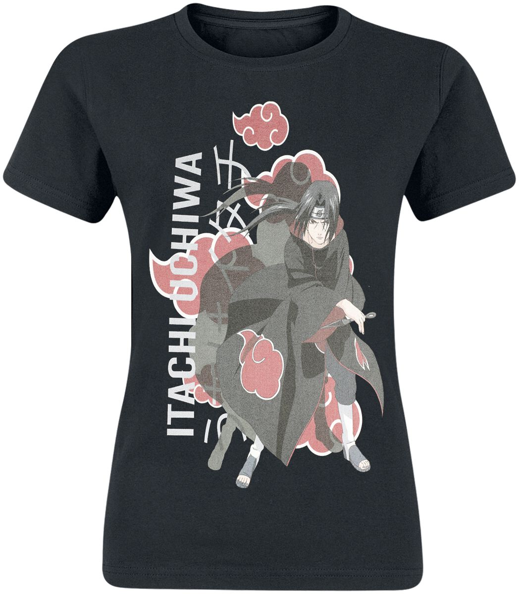Naruto - Anime T-Shirt - Itachi Akatsuki - S bis XXL - für Damen - Größe M - schwarz  - Lizenzierter Fanartikel