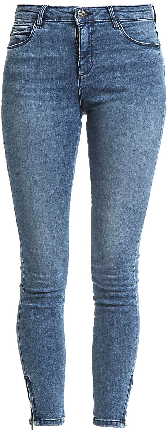 Fashion Mode bei EMP - Noisy May Kimmy NW Ankle Zip Jeans Jeans für Damen in den Größen W28L30 verfügbar. Farbe: blau, Muster: Uni, Hauptmaterial: 98% Baumwolle, 2% Elasthan, Passform: Skinny Fit,  Medium Rise. - 0