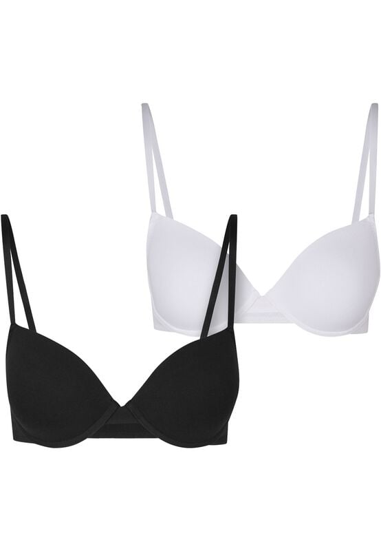 Urban Classics Ladies' Basic Cotton Bra (2-pack) Bra black white