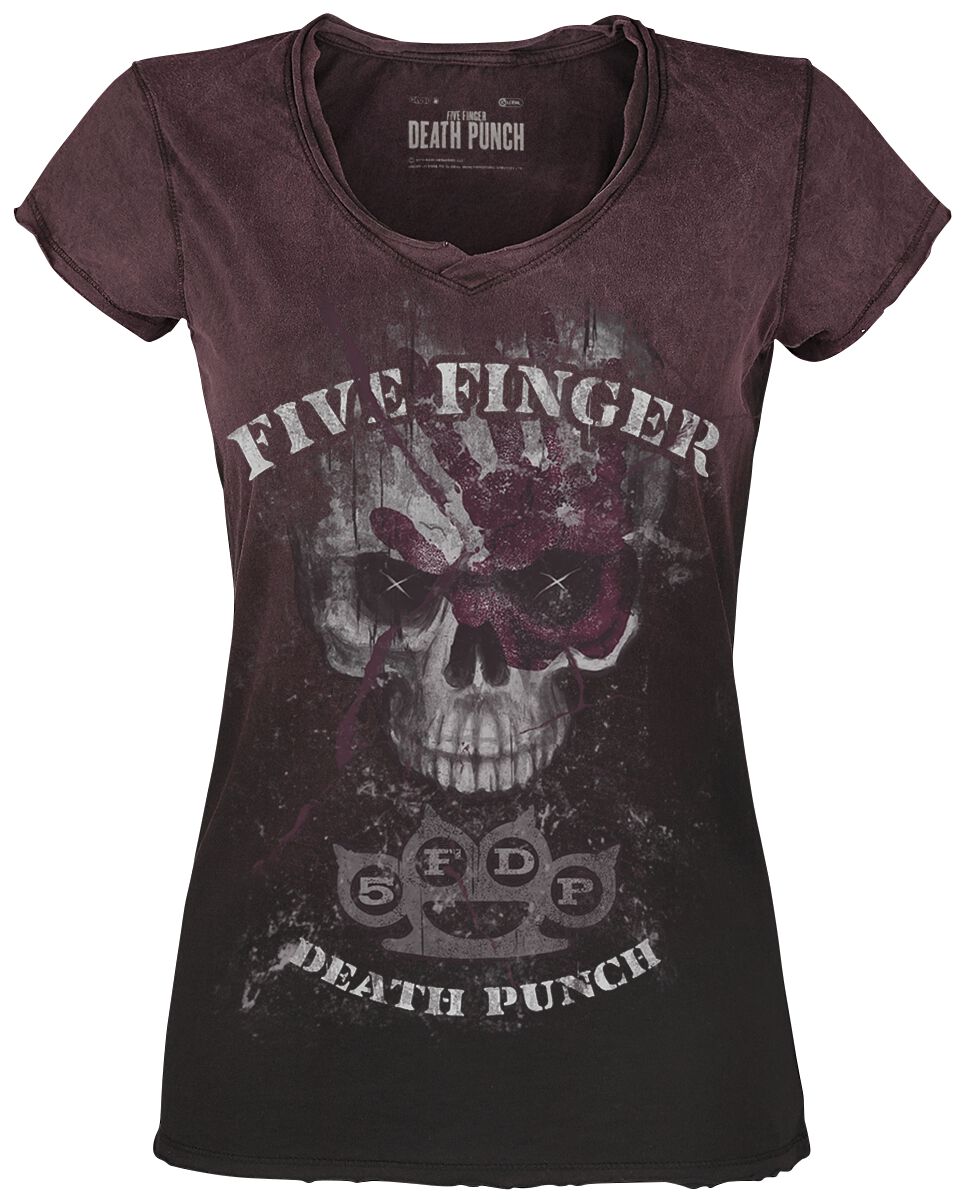 Levně Five Finger Death Punch Big Skull Dámské tričko vínová