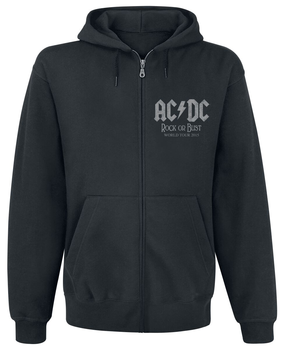 Levně AC/DC World Tour 2015 Mikina s kapucí na zip černá