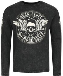 schwarzes Langarmshirt mit Print und Rundhalsausschnitt, Rock Rebel by EMP, Langarmshirt