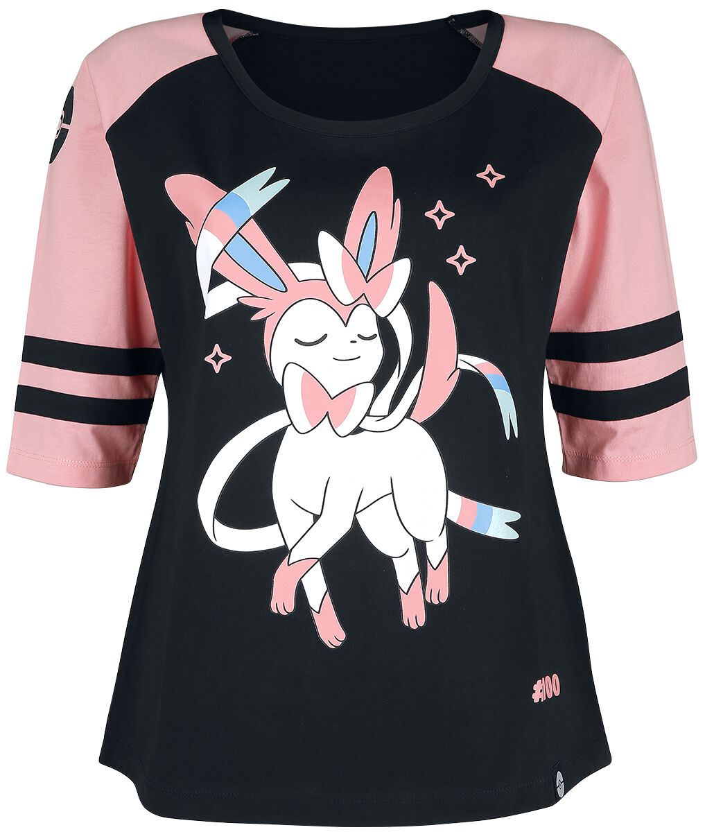 T-shirt manches longues Gaming de Pokémon - Nymphali - S à XXL - pour Femme - noir/rose