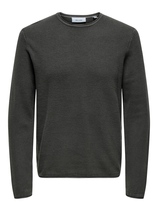 ONLY and SONS  Knit jumper - ONSERIC REG 12 STRUC CREW KNIT NOOS - for Men - grey