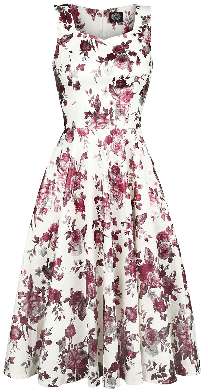 H&R London - Rockabilly Kleid knielang - Aphrodite Metallic Swing Dress - XS bis 6XL - für Damen - Größe XS - weiß