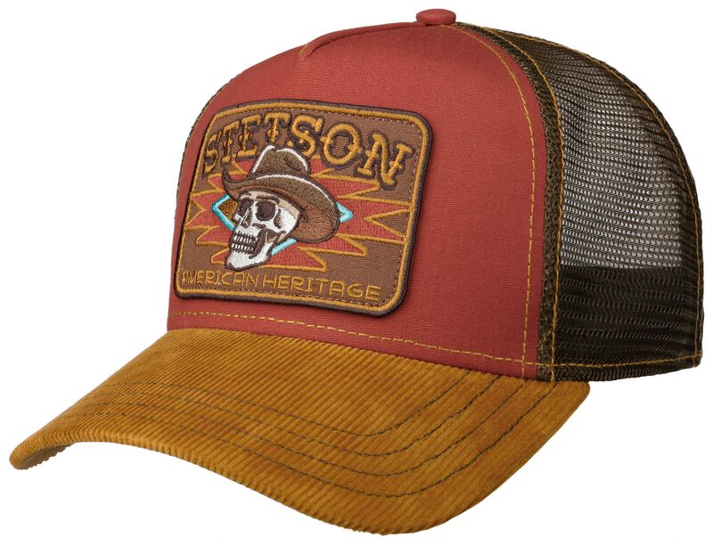 Stetson Cap - Trucker Cap Skull - rot/gelb
