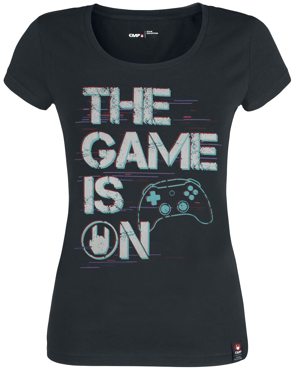 T-Shirt Manches courtes Gaming de Collection EMP Stage - T-Shirt Noir Imprimé - S à XL - pour Femme 