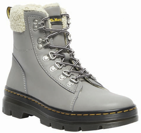 Dr. Martens Combs W FL - Zinc Grey Oiled Full Grain Wp & Natural Boogie Fur Boot grau
