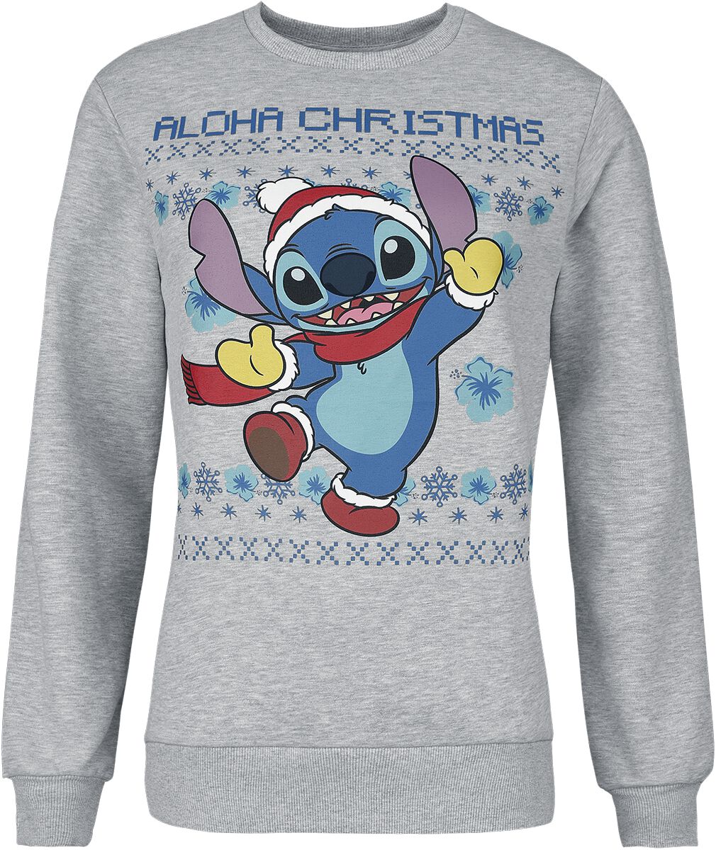Lilo & Stitch - Disney Sweatshirt - Aloha Christmas - S bis 3XL - für Damen - Größe XXL - grau  - EMP exklusives Merchandise!