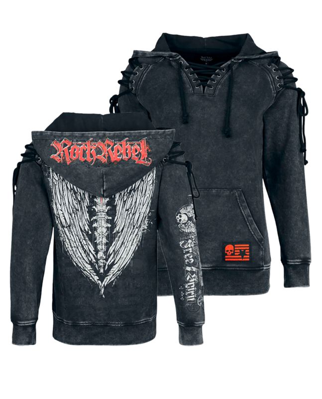Rock Kapuzenpullover - Freaking Out Loud - S bis XXL - für Damen - Größe L - grau - Frauen - female