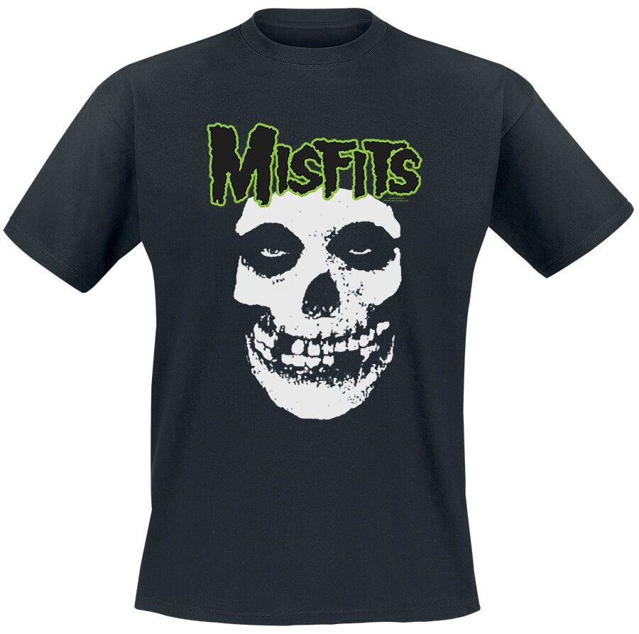 Misfits Green Skull T-Shirt schwarz in XL