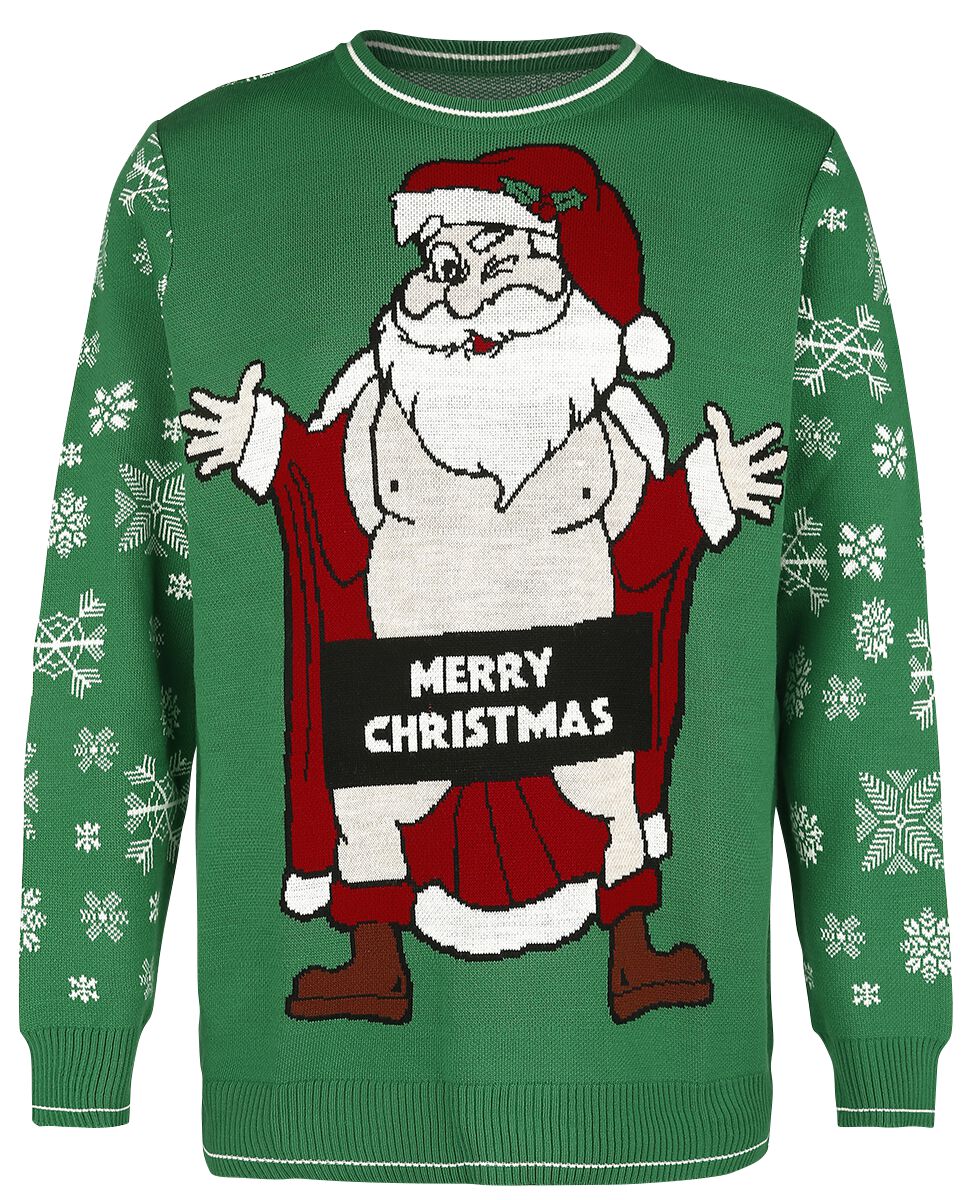 Image of Ugly Christmas Sweater Merry Christmas Santa Strick-Sweater multicolor