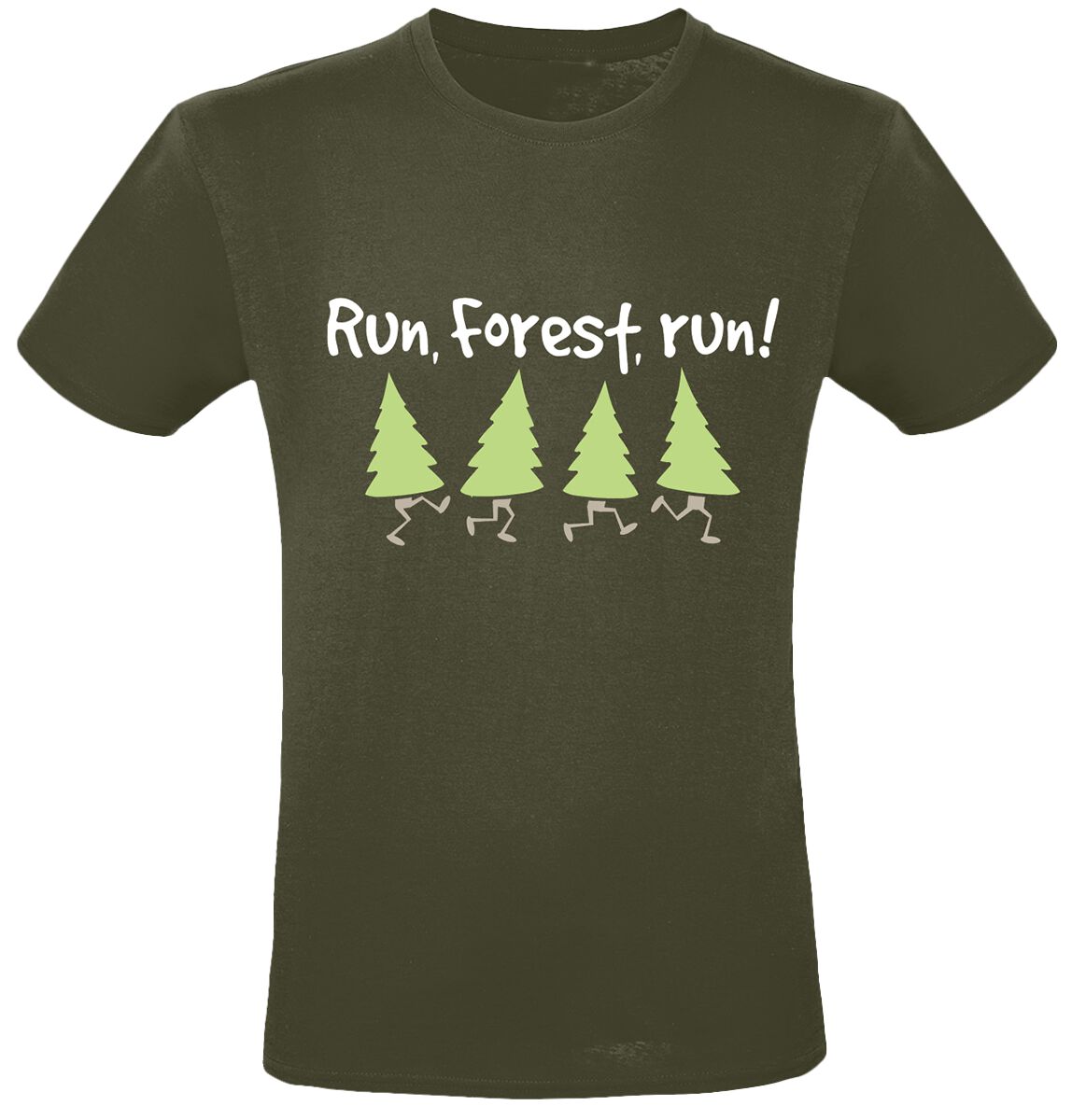 Levně Sprüche Run, Forest, Run! Tričko khaki