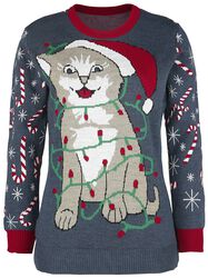 Cat Wrapped In Lights, Ugly Christmas Sweater, Weihnachtspullover