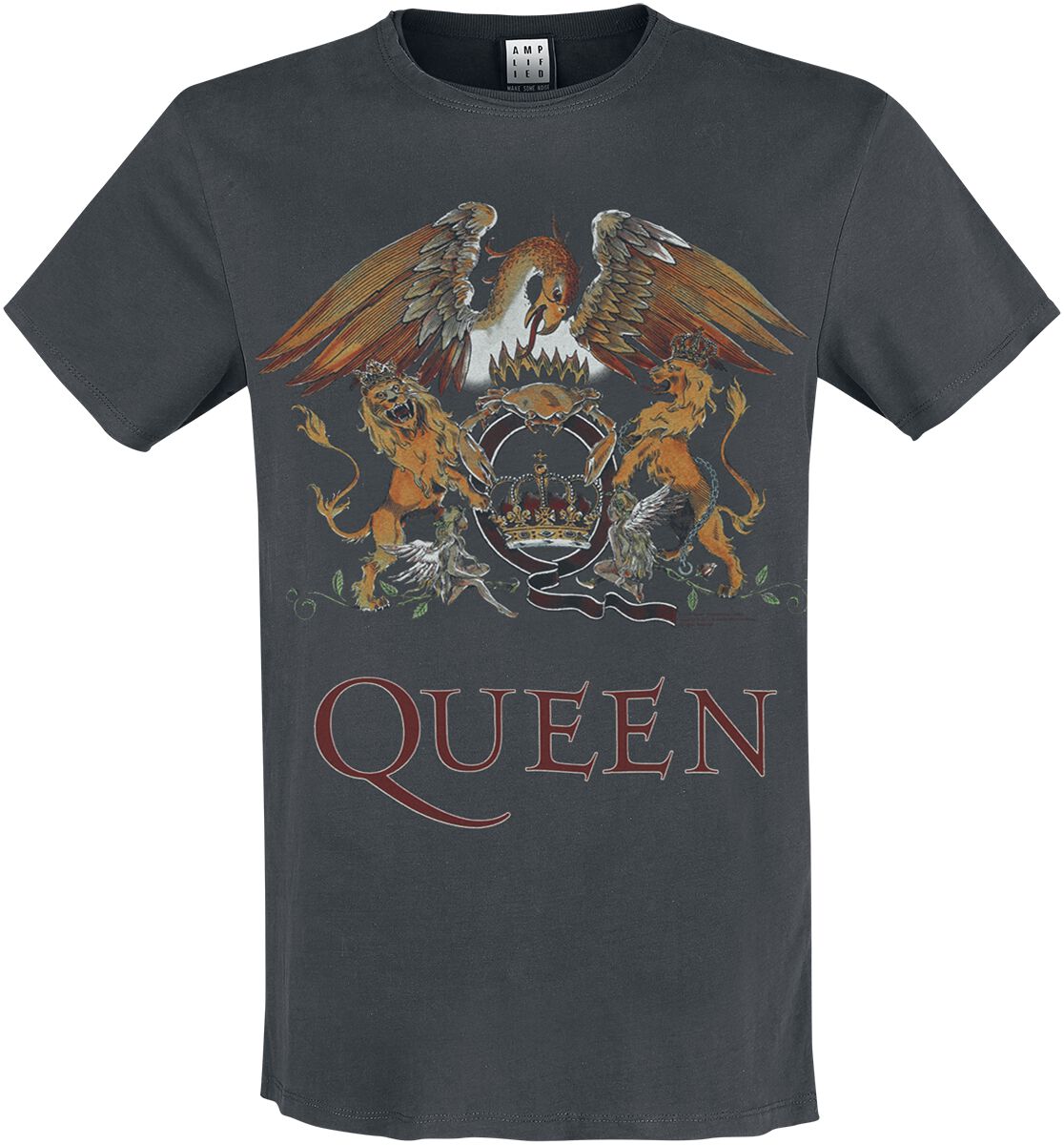Image of Queen Amplified Collection - Royal Crest T-Shirt charcoal
